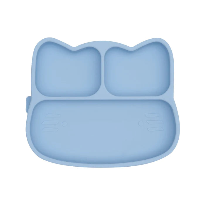 Cat Stickie Plate - Silicon Suction Divided Plate for Toddlers (Blue or Pink) - We Might Be Tiny