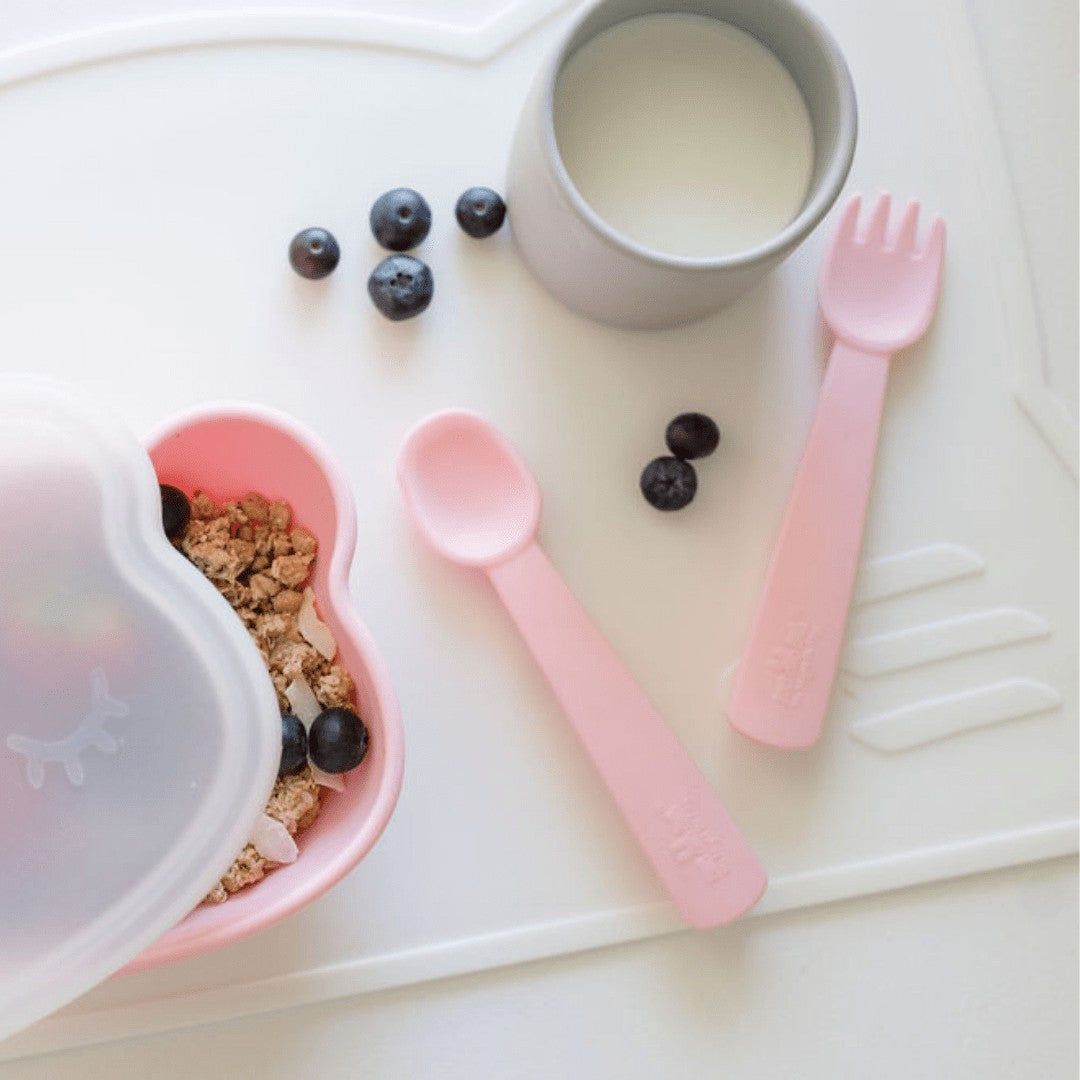 Feedie® - Silicone Fork & Spoon Travel Set (Pink) - We Might Be Tiny