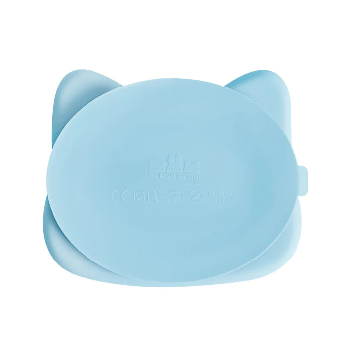 Cat Stickie Plate - Silicon Suction Divided Plate for Toddlers (Blue or Pink) - We Might Be Tiny