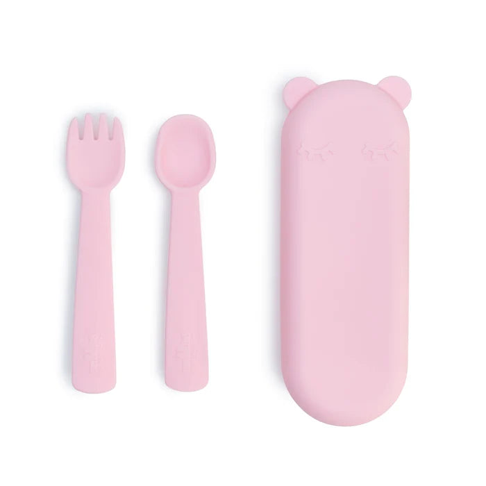 Feedie® - Silicone Fork & Spoon Travel Set (Pink) - We Might Be Tiny
