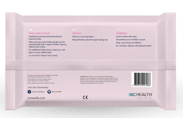 Postpartum Peri & Haemorrhoid Care (60 Wipes) - SRC Health