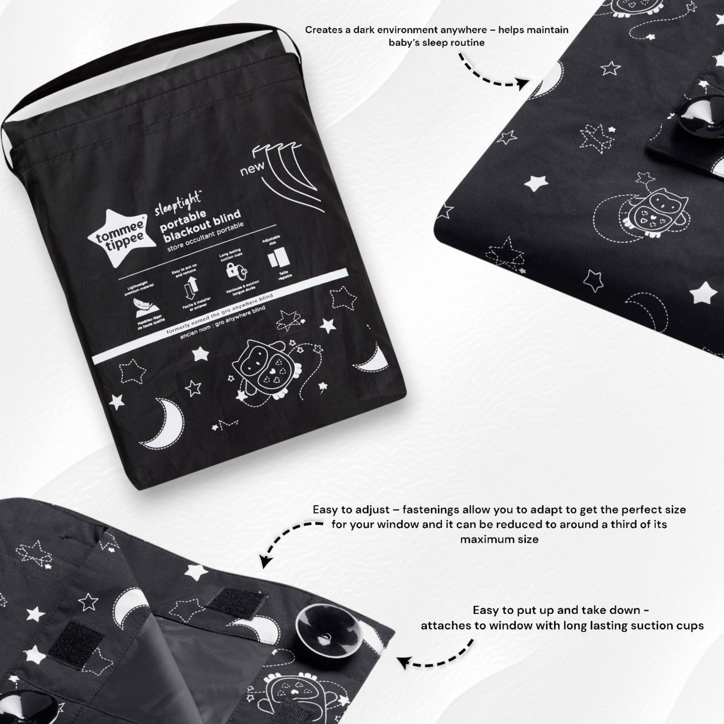 Portable Blackout Blind for Baby Sleep - Sleeptight Travel Shade - Tommee Tippee