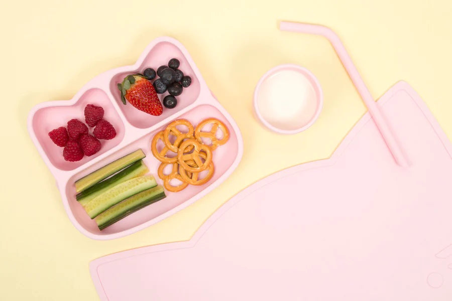 Cat Stickie Plate - Silicon Suction Divided Plate for Toddlers (Blue or Pink) - We Might Be Tiny