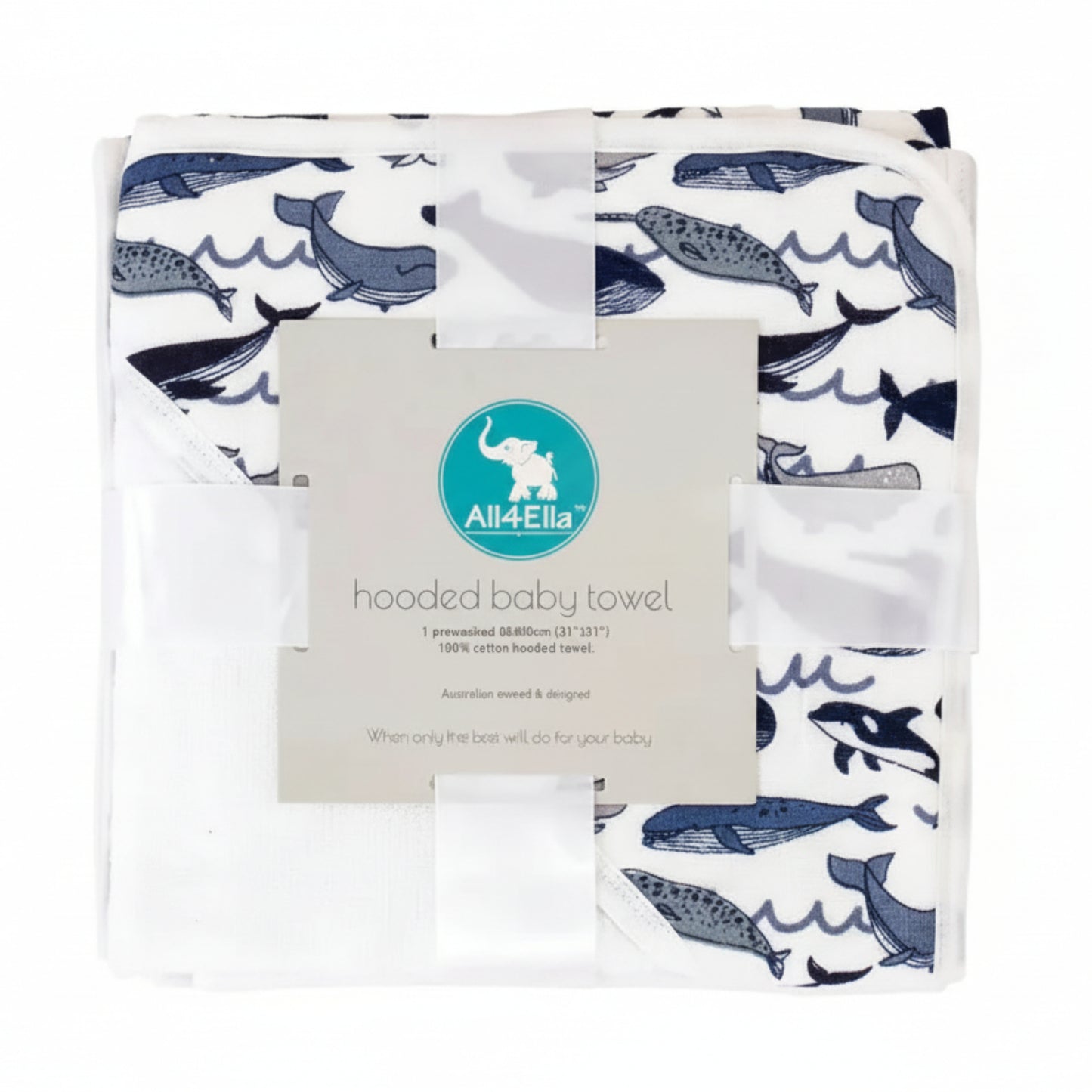  Hooded Towel - Whales All 4 Ella 